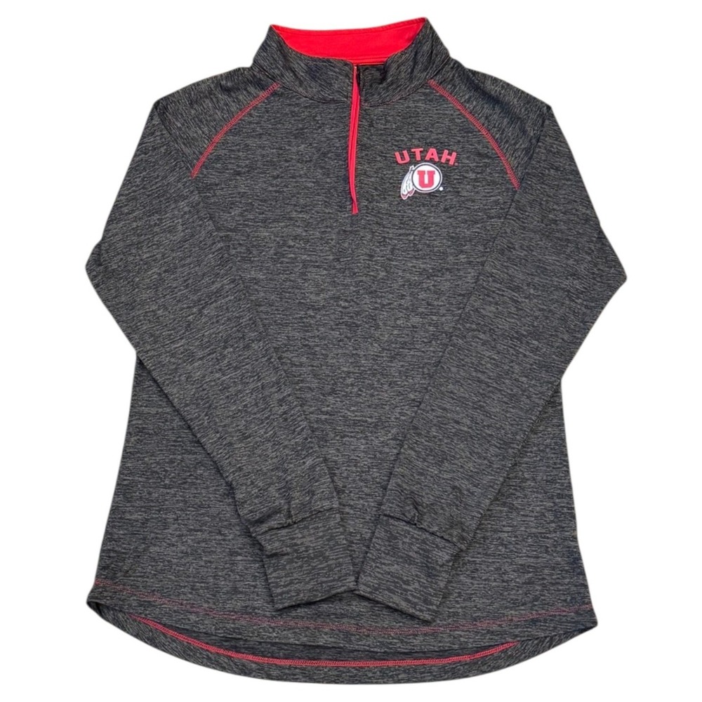 Colosseum Pullover Women XL Gray Utah Utes NCAA Quarter Zip Space Dye Thumbhole